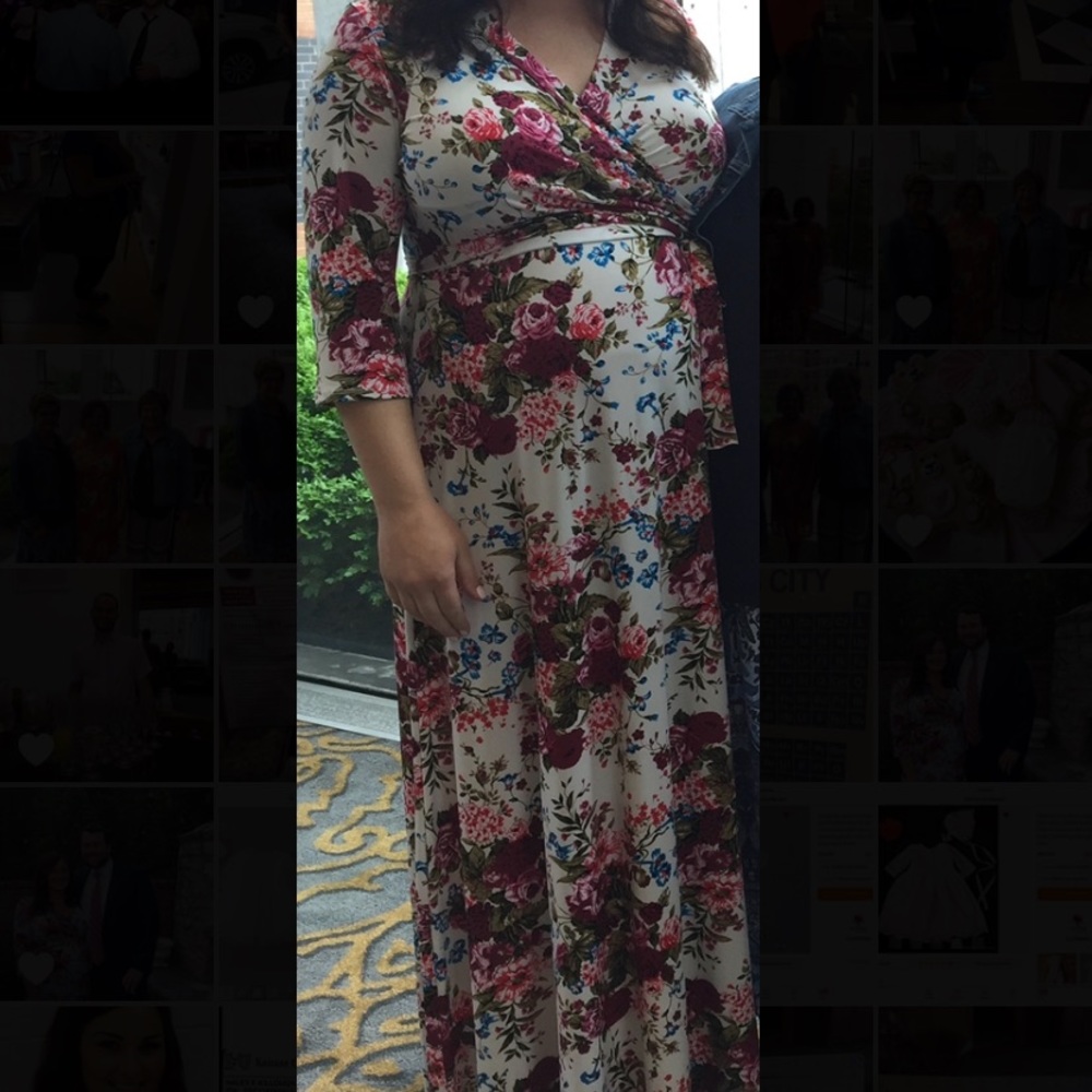 Pinkblush maternity maxi faux wrap dress
